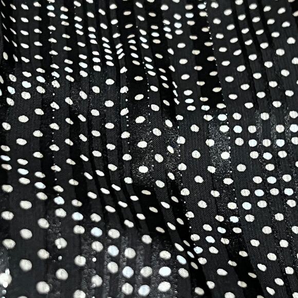 J.Crew Polka Dot Sheer Sleeves Drop Waist Plaid Dress Size M Pockets Metallic - Picture 4 of 4